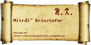 Mitró Krisztofer névjegykártya